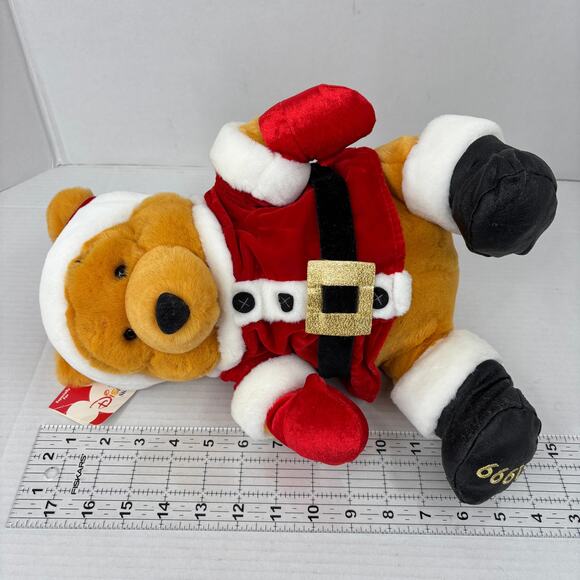 Disney Store Pooh Bear Plush Santa Claus Suit Hat 13 Inch Exclusive 1999 Vintage - Picture 7 of 9